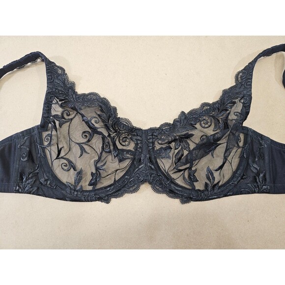 Soma 36D Sensuous Lace Bra Underwire Unlined Sheer Lacey Black Adjust EUC - Picture 2 of 5